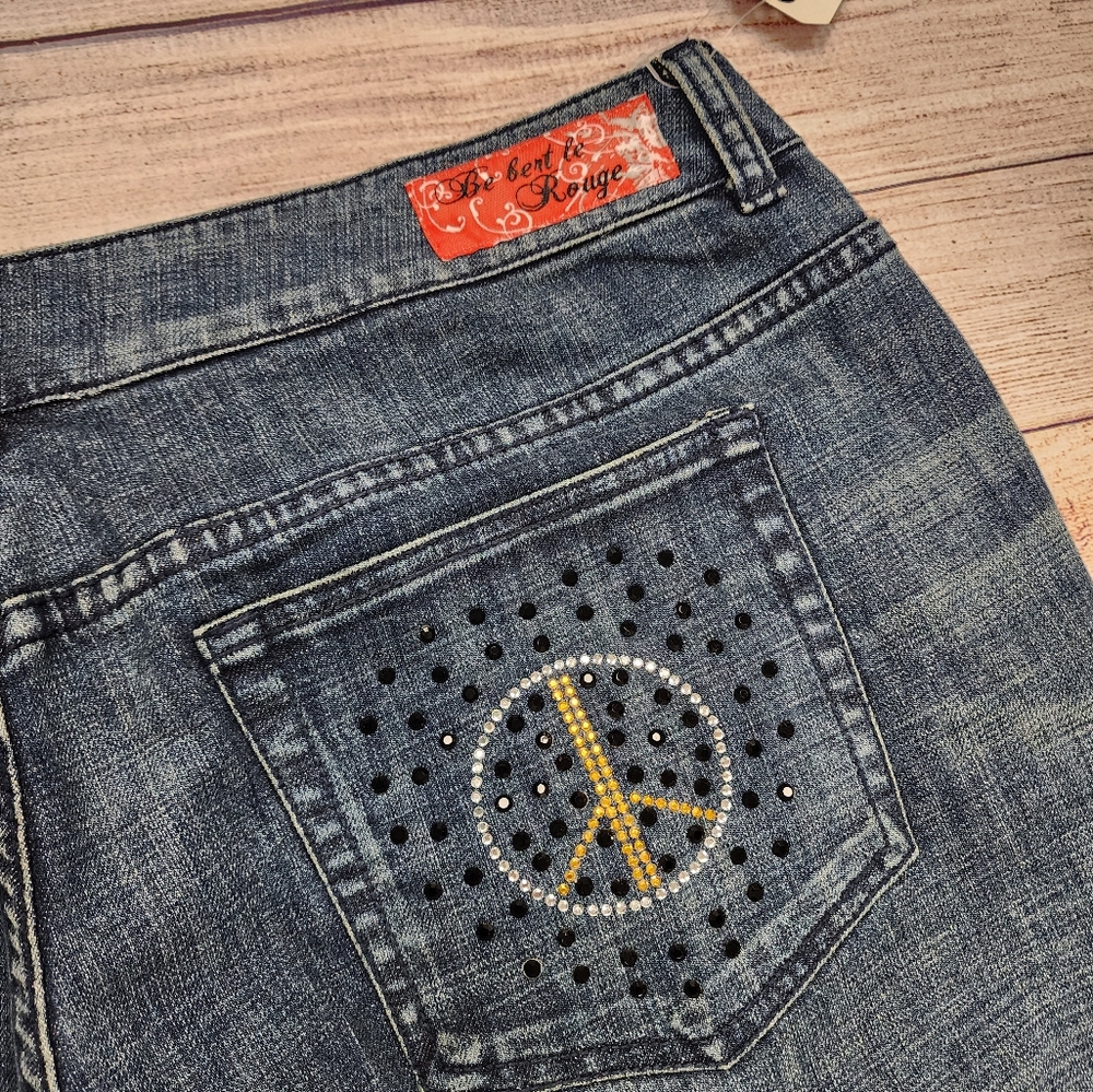 BeBert La Rouge Peace Sign Rhinestone Jeans Size 22‎ - Picture 5 of 8